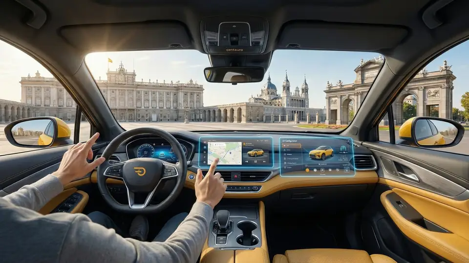 Interfaz de realidad aumentada sobre el interior de un coche