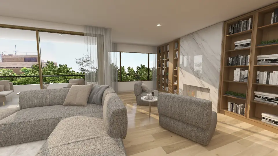Living room explored freely in 3D with free walk