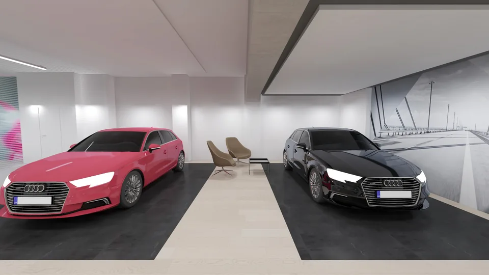 Showroom virtual 360° de Audi con un coche en exposición